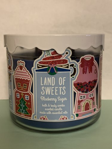 BATH & BODY WORKS LAND OF SWEETS BLUEBERRY SUGAR SCENTED 3 WICK CANDLE 14.5oz 