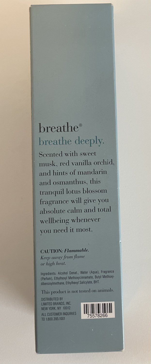 Bath and Body Works Breathe Calm Lotus Blossom Mist Perfume Large Full Size