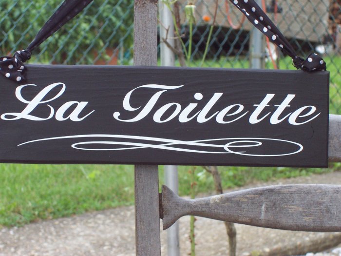 French Country Bathroom Door Sign Wood Vinyl La Toilette Signs