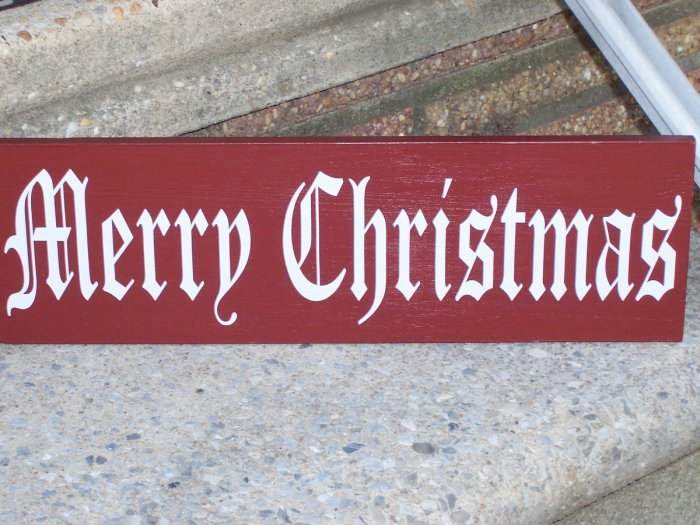 Merry Christmas Wood Vinyl Lettering Sign - Holiday Home Decor