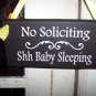 No Soliciting Baby Sleeping Wood Vinyl Sign - Shabby Cottage Baby Shower Gift