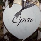 Open Closed Shabby Cottage Heart Retail Shop Wood Vinyl Sign - Customer Welcome Greeter