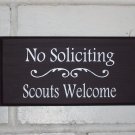 Whimsical Heritage Welcome Sign - No Soliciting Scouts Welcome Wood Vinyl Sign - Handmade Quality