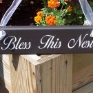 Bless This Nest Wood Vinyl Sign Whimsical Cottage Welcome Home Decor Door Hanger