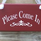 Primitive Rustic Ooak Please Come In Wood Vinyl Sign