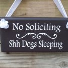 Whimsical No Soliciting Shh Dogs Sleeping Wood Vinyl Sign- Home Decor Pet Sign