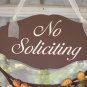 Country Shabby Cottage Chic No Soliciting Wood Vinyl Sign Door Hanger Wreath