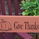 Give Thanks Fall Autumn Holiday Wood Vinyl Sign Whimsical Home Decor