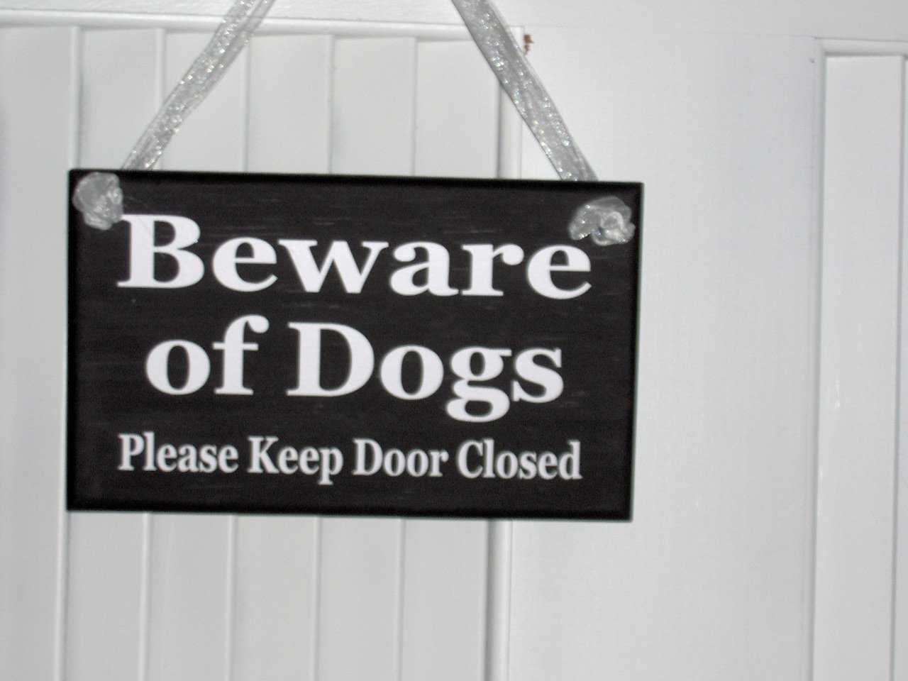 Beware of Dogs Please Keep Door Closed Wood Vinyl Sign Door Hanger