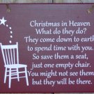Christmas In Heaven Seat Chair Wood Vinyl Sign Holiday Memories Merry Wall Hanging