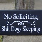 No Soliciting Shh Dogs Sleeping Wood Vinyl Sign Yard Art Premises Property Gate Fence Door Hang