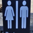Bathroom Sign Restroom Sign Wood Vinyl Signs Unisex Family Home Industrial Office Business