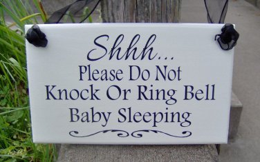 Please Do Not Knock Ring Bell Baby Sleeping Wood Sign Vinyl Front Door Decor