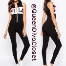 Fila Claudia style Sport logo stretch nylon polyester jumpsuit romper S Small 2 4 6