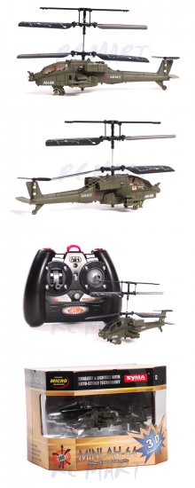 3 CH SYMA S012 R/C HELICOPTER MINI AH-64 APACHE ARMY