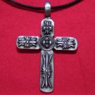 Antiqued Pewter Gothic European Cross Pendant Necklace
