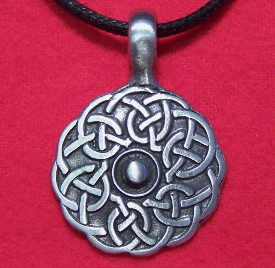 Antiqued Pewter Celtic Knot Circle Pendant Necklace