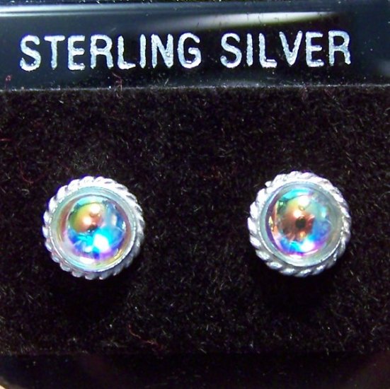 Elegant AB Glass .925 Sterling Silver Stud Earrings Thailand