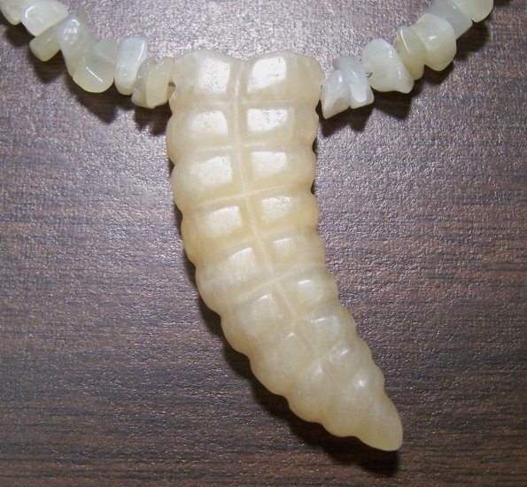 Calcite Necklace with Aragonite Rattlesnake Tail Pendant