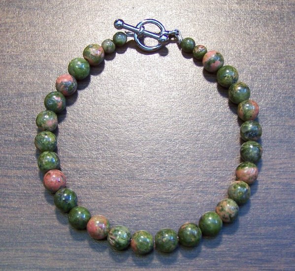 Unakite Natural Stone Bracelet 7.1" Made in the U.S.A.