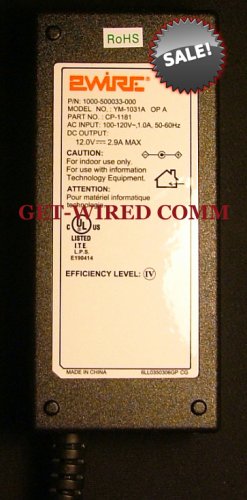2WiRE ~ Model: YM-1031A ~ 12.0V 2.9A ~ AC Adapter / Power Supply