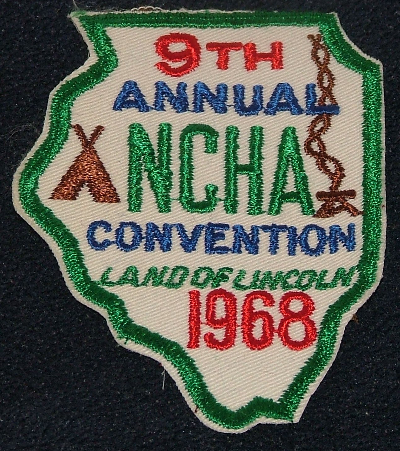 Vintage 1968 NCHA 9th Annual Convention Land of Lincoln Patch