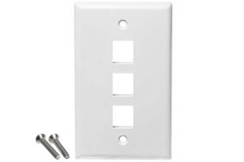 3 Port White Wall Plate for Keystone Jack Cat5 Cat5e Cat6 RJ45 Phone Data New