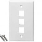 3 Port White Wall Plate for Keystone Jack Cat5 Cat5e Cat6 RJ45 Phone Data New