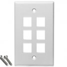 6 Port White Wall Plate for Keystone Jack Cat5 Cat5e Cat6 RJ45 Phone Data New