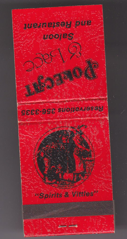 Polecat & Lace Saloon Restaraunt "Spirits & Vittles" Red Black Raised Matchbook