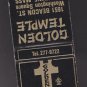 Retro Golden Temple Asian Restaurant Boston Brookline Matchbook Matches Gold