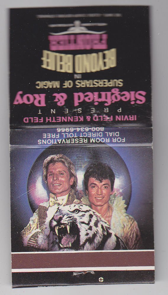Retro Siegfried & Roy Beyond Belief Frontier Las Vegas Matchbook New Unstruck