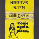 Vintage B.J.'s Saloon Come again Pinup Pin-Up Girl Marinette WI Matchbook