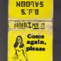 Vintage B.J.'s Saloon Come again Pinup Pin-Up Girl Marinette WI Matchbook