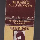 Vintage Baby Doe Matchless Mine Specialty Restaurants Corp Kansas City Matchbook