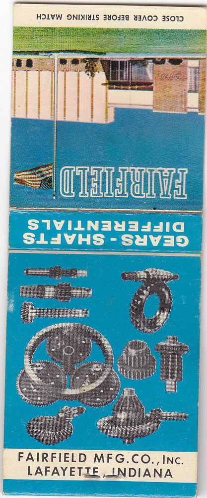 Vintage Fairfield Mfg Co Inc Gears Shafts Differentials LaFayette IN Matchbook