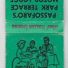 Vintage Retro Family Dinner Passofaro's Park Terrace Motor Lodge Home Matchbook