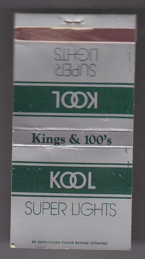 Vintage Retro Kool Super Lights Kings & 100's Smooth & Fresh Cigarette Matchbook