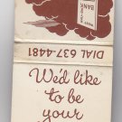 Vintage Retro Rare West Racine Bank * Feature * Matchbook Wisconsin