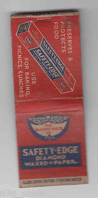 Vintage Retro Safety-Edge Diamond Wax Paper Diamond Match Company Matchbook