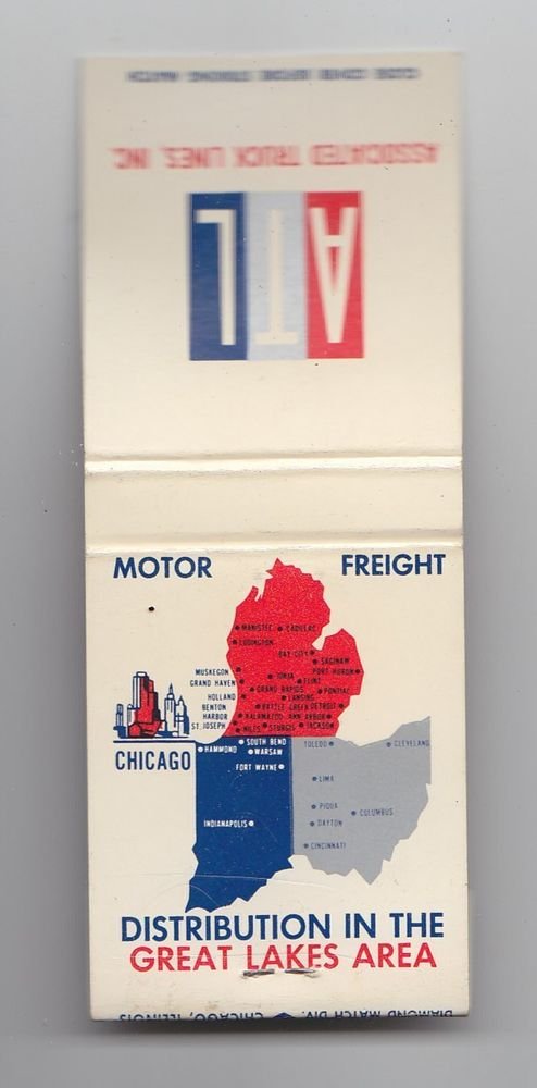 Vtg Associated Truck Lines ATL Motor Freight Great Lakes Area Matchbook