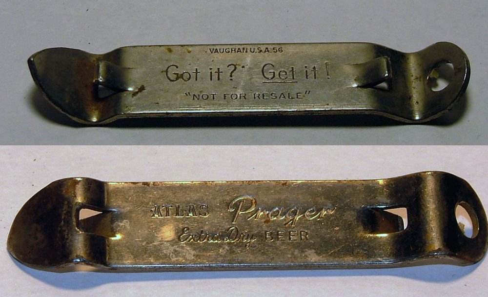 Vtg Atlas Prager Extra Dry Beer Got It? Get It? Vaughan USA 56 Can Bottle Opener