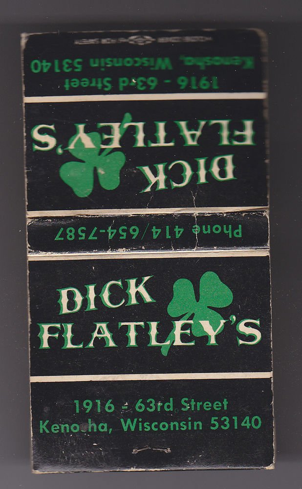 Vtg Dick Flatley's Kenosha Wisconsin Tavern Bar Pub Shamrock Irish Matchbook
