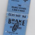 Vtg John Bobs Auto Repair Kenosha Standard Gas Logo Brake Drum Graphic Matchbook