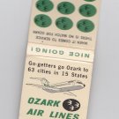 Vtg Ozark Air Lines Airlines Go-getters Logo Airplane Graphic DC-9 Matchbook