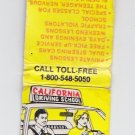 Vtg Retro California Driving School Man Woman Auto Graphic Matchbook