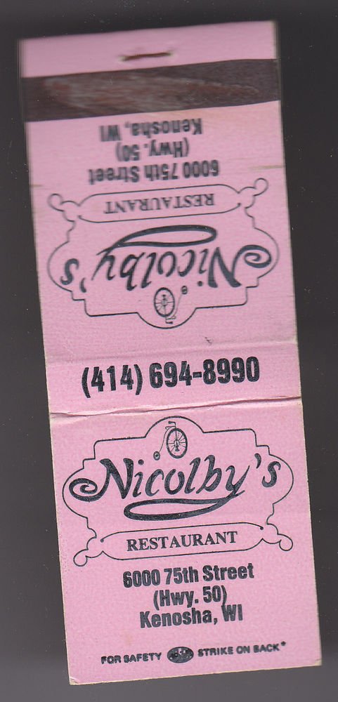Vtg Retro Nicolby's Nicolbys Restaraunt Penny-Farthing Bicycle Design Matchbook