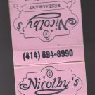 Vtg Retro Nicolby's Nicolbys Restaraunt Penny-Farthing Bicycle Design Matchbook
