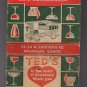 Vtg Retro Ted's Archdale Room Banquets Parties Waukegan Mixed Drinks Matchbook