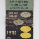 Vtg Vintage AAA Motors Triple A 'Tested and Approved' Membership Retro Matchbook